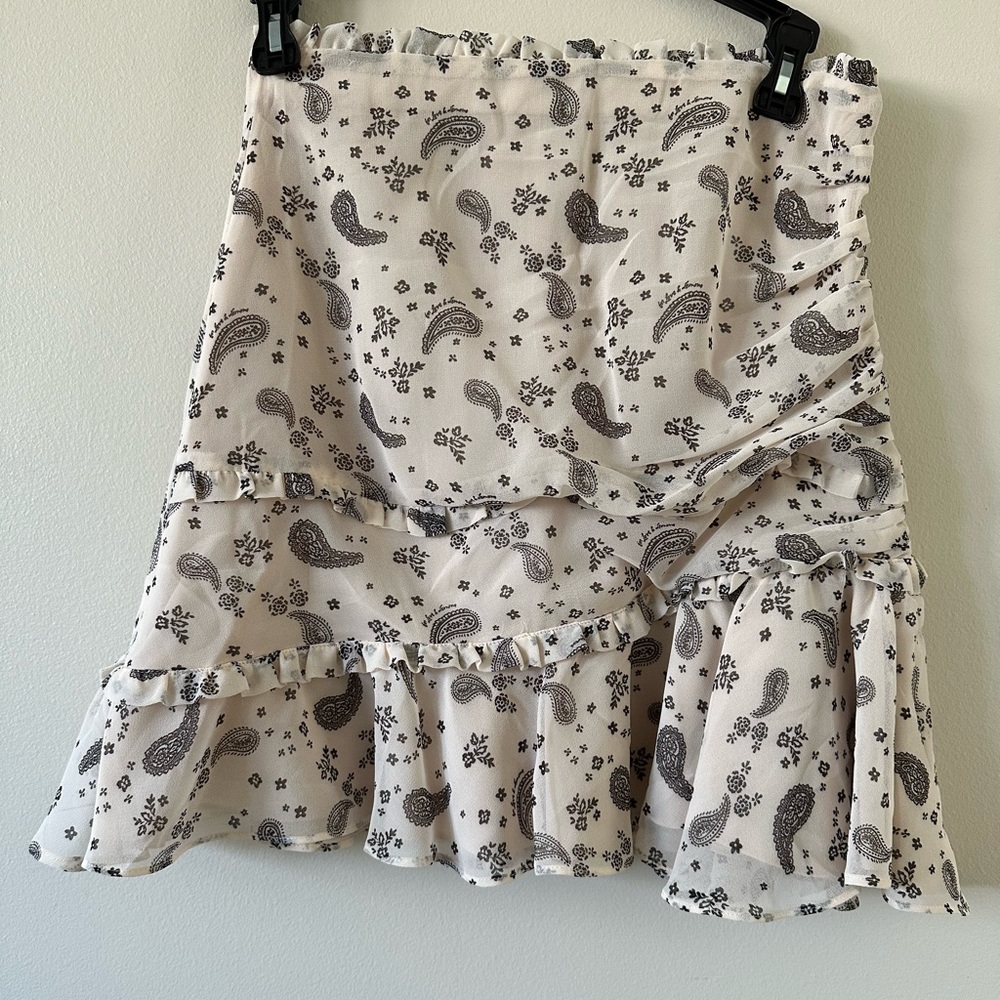 For Love & Lemons Cream and Black Paisley Mini Skirt